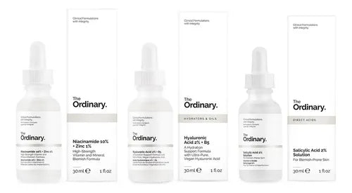 Combo Facial Niacinamida + Ácido Hialurónico + Ácido Salicílico (The Ordinary)