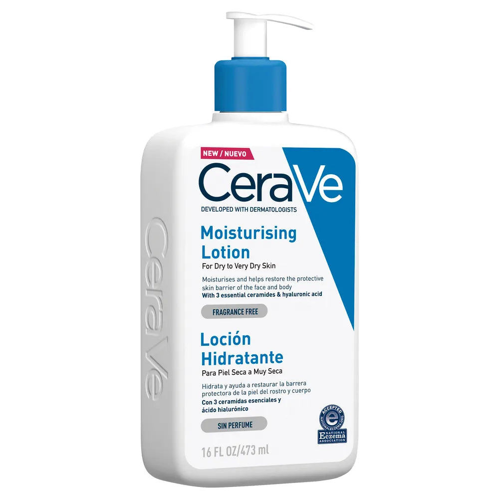 Loción Hidratante CeraVe – 473ml | Hidratación Reforzada con Ceramidas y Ácido Hialurónico
