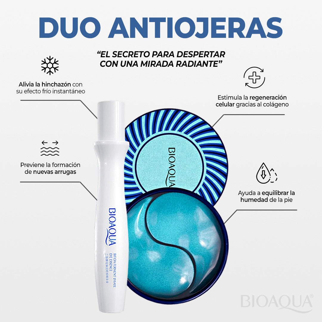 BIOAQUA Duo Antiojeras – Roll On + Parches de Hidrogel (60 unidades)