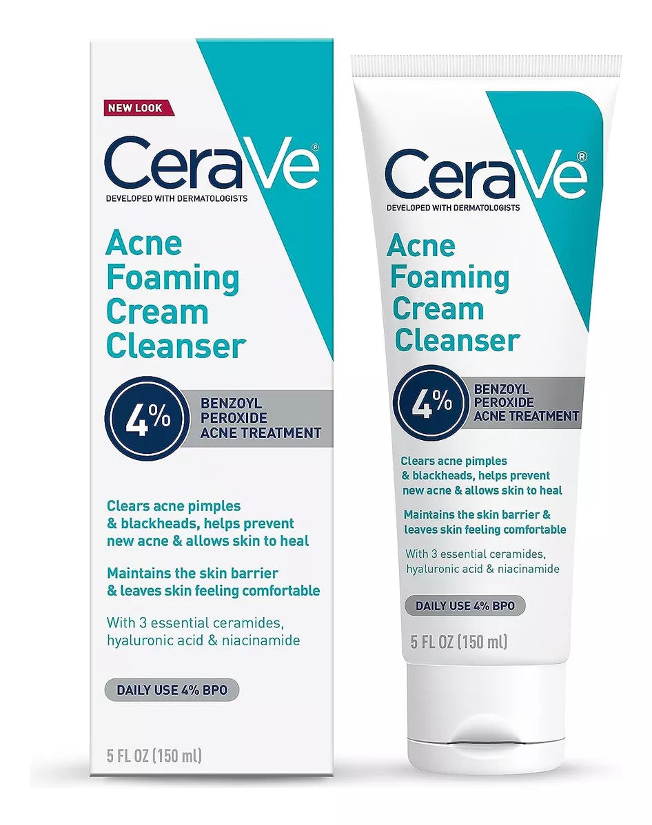CeraVe Acne Foaming Cream Cleanser con Peróxido de Benzoilo al 4%