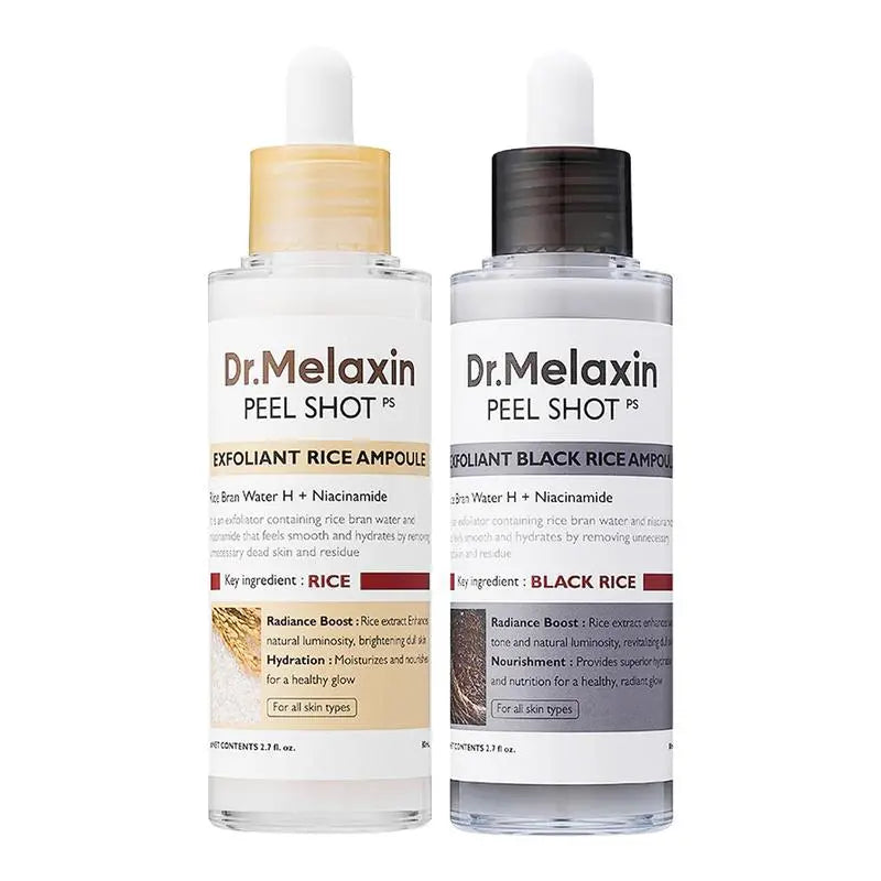 Combo Exfoliante Iluminador Dr. Melaxin Peel Shot PS – Rice & Black Rice Ampoule (2 x 80 ml)