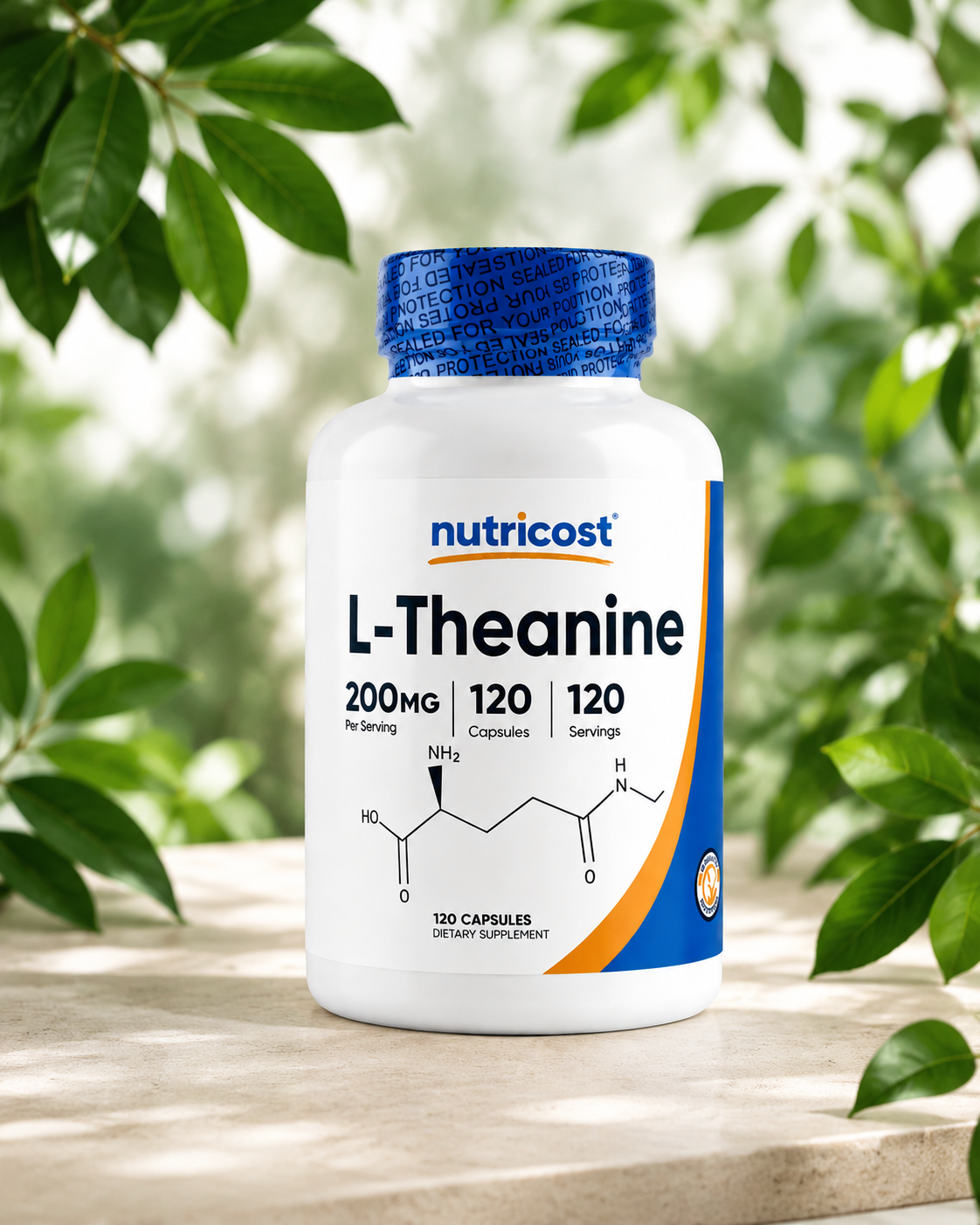 Nutricost, L-teanina, 200 mg, 120 cápsulas