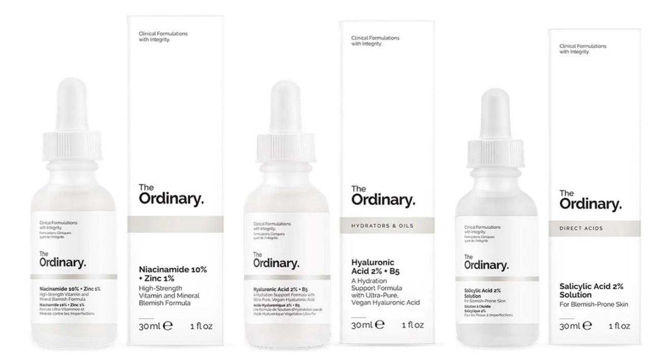 Combo Facial Niacinamida + Ácido Hialurónico + Ácido Salicílico (The Ordinary)