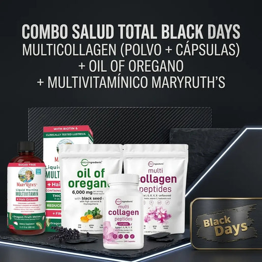 Combo Salud Total Black Days – Multicollagen (Polvo + Cápsulas) + Oil of Oregano + Multivitamínico MaryRuth’s