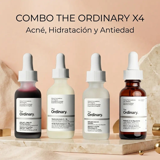 Combo Anti-Imperfecciones y Rejuvenecimiento – The Ordinary (4 productos) (Ácido Hialurónico + Peeling + Retinol + Ácido Salicilico) | Regalo Sorpresa 🎁