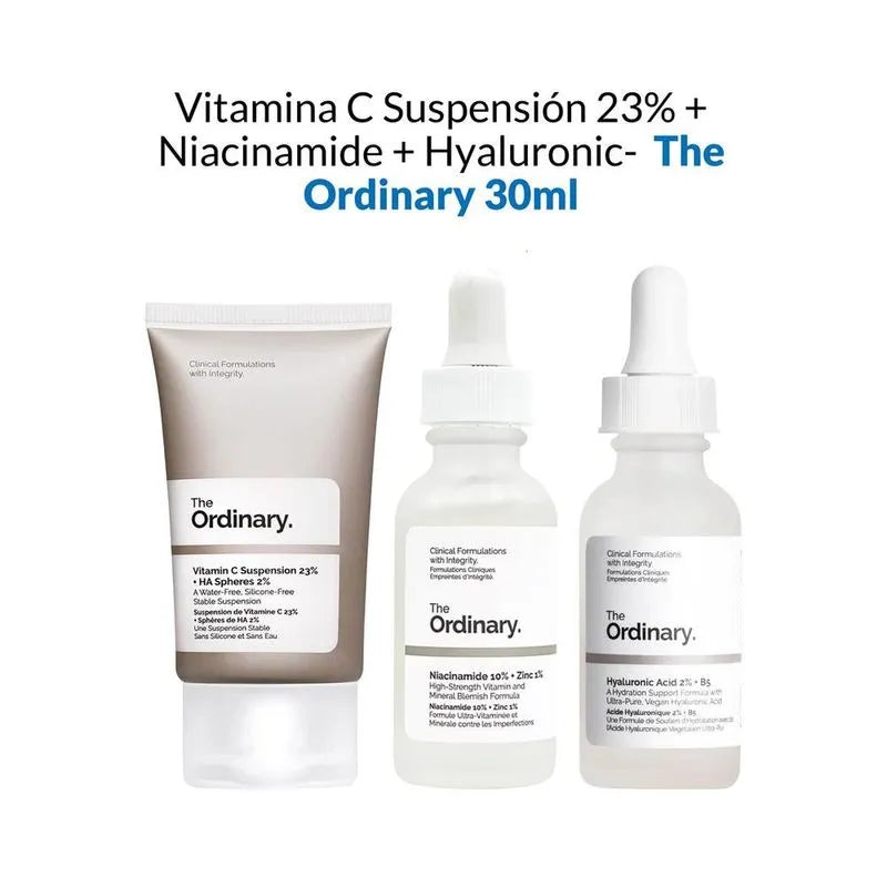 Combo The Ordinary (Vitamina C + Niacinamida + Ácido Hialurónico)